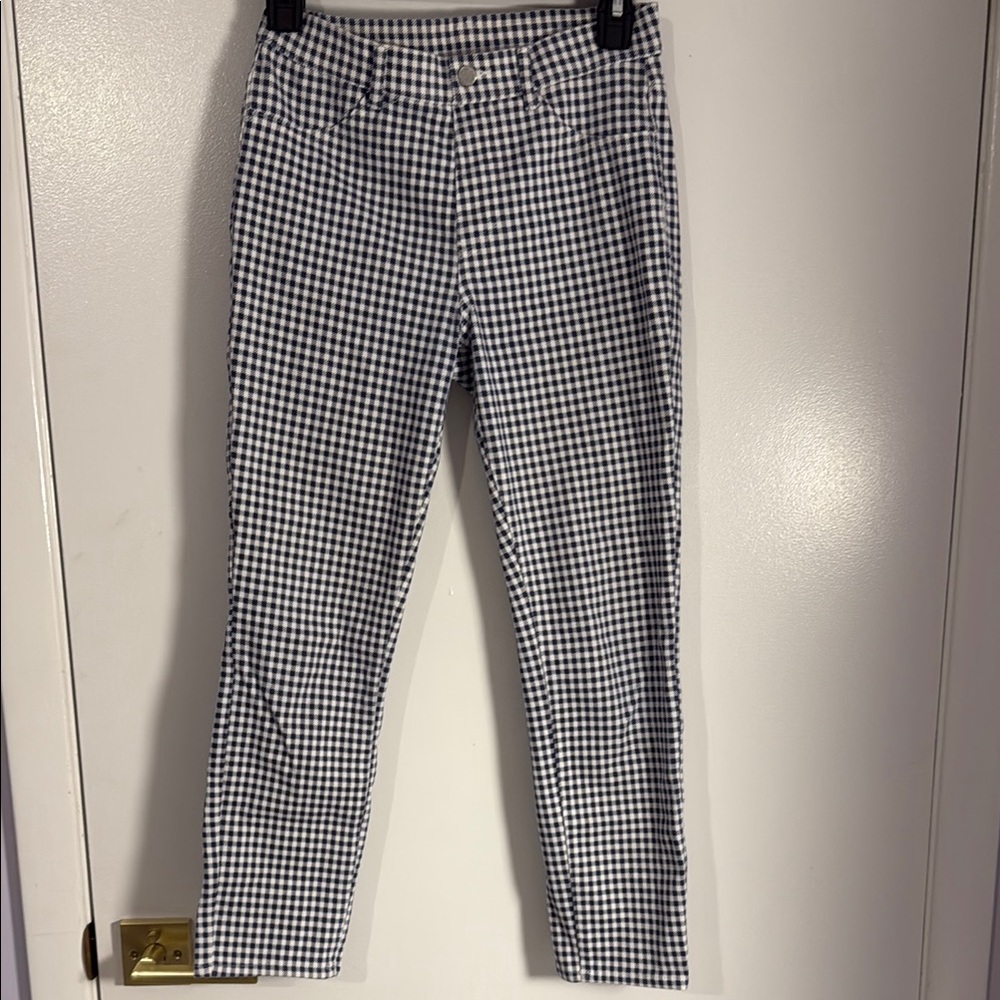 Uniqlo Navy Blue and White Gingham Pants